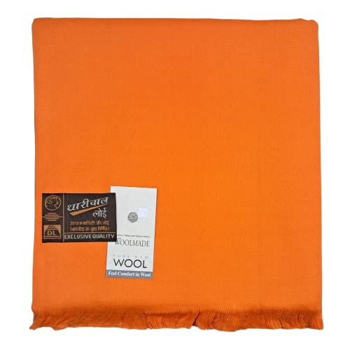 Image of Arvore Bunkaar Men's Dhariwal Plain Woolen Handloom Lohi /Shawl (48 inch X 102 inch)