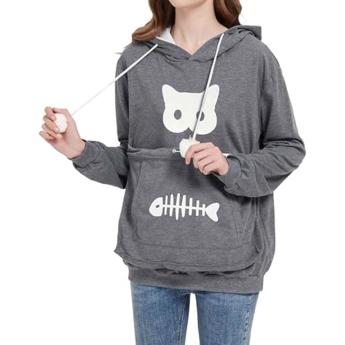 Sweat chaud femme imprimé chat coupe ample finie la frilosité en automne