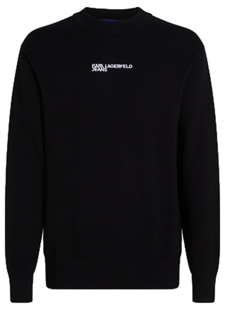 Karl Lagerfeld Jeans Men's Black Logo Knit Sweater, Regular Fit, Xxl