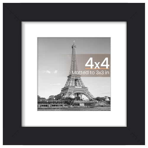 Image of upsimples 4x4 Picture Frame, Display Pictures 3x3 with Mat or 4x4 Without, Wall Hanging Photo Frame, Black, 1 Pack
