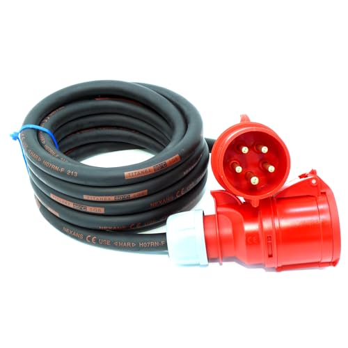 CEE Starkstromkabel (1 5m-50m) 32A Verlängerungskabel Titanex H07RN-F 5x6mm mit PCE Shark Stecker und Kupplung Business-Line von Event-Kabel (1 5 Meter)