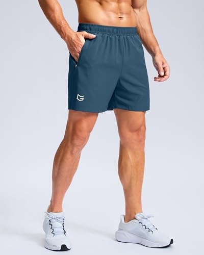 Image of G Gradual Men's Athletic Running Shorts with Zipper Pockets Quick Dry 7 inch / 5 inch / 9 inch Workout Gym Shorts for Basketball Hiking
