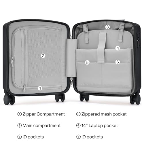 Image of Hanke 16 Inch Underseat Small Carry On Luggage, Hard Shell with TSA Lock