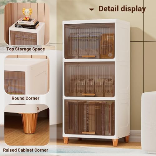 Image of DECOLOGY Plastic Bookshelf for Home|Engineered Books Organizer for Study Room|Multipurpose book Shelf for Home,Office|Book Organizer for Library|Living Room furniture(Cupboard Rack - Transparent,3PCS)
