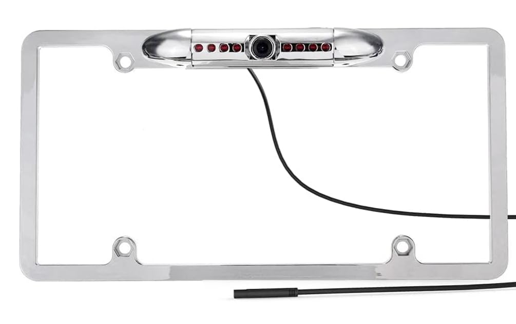 GoodsbyBackup Camera HD Frame License Plate Rear Night Vision Waterproof Compatible with JVC Car Radio KW-M560BT KW-M730BT KW-M740BT KW-M740BT KW-V40BT KW-V120BT KW-V240BT KW-V850BT Chrome