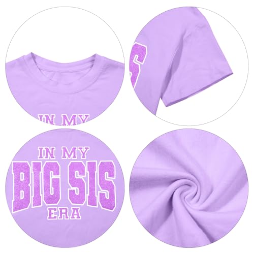 Image of Big Sister Shirts for Girls in My Big Sis Era T-Shirt Oversized Kids Sparkly Graphic Short Sleeve Outfits
