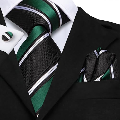Image of Dubulle Mens Tie and Lapel Pin Paisley Striped Floral Necktie for Men Pocket Square Cufflinks 4PCS Set Wedding Party