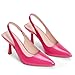 GENSHUO Slingback Kitten Heels for Women Pumps Closed Pointed Toe 3 Inch Low Heel Dress Shoes Comfortable Sexy Slip On Wedding Work Party Pumps Fuchsia Size 7.5