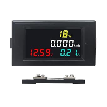 KETOTEK DC Power Meter 14-600V 50A Battery Monitor Digital Multimeter Panel Kwh Volt Amp Watt Meter DC Current Voltage Meter Power Energy Monitor with 50A Shunt