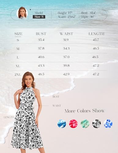 Image of Bbonlinedress Women Floral Midi Dress 2026 Halter Summer Spring Boho Casual Beach Vacation A-line Flowy Sun Dresses