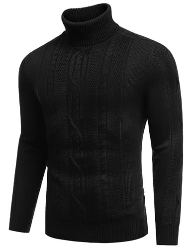 COOFANDY Men's Turtleneck Sweater Slim Fit Casual Warm Twisted Knitted Pullover Sweaters4