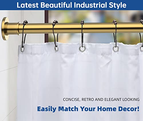 Image of BRIOFOX Industrial Shower Curtain Rod - Rustproof Non-Slip 43-72 Inches Tension Curtain Rod for Window or Bathroom, Sunglow Gold