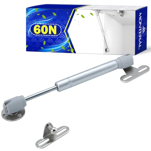 1 Pieza Amortiguador Puerta Cocina 60N Color Níquel - Pistones Hidraulicos Muebles Cocina y para Armarios con Kit de Montaje - Garantía de 10 Años - MONTERAL