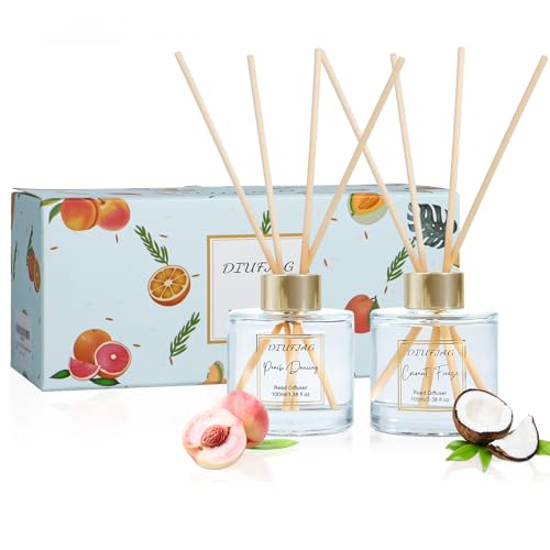 200ml Scent Diffuser with 6 Fiber Sticks, 6.76 oz Reed Diffuser Set Aromatherapy Fragrance Diffusers...