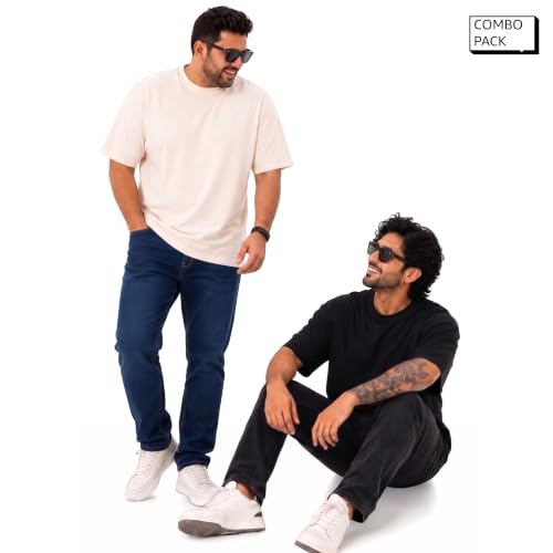 Image of Men's Premium Soft Cotton T-Shirt Round Neck | Short Sleeves | 240 GSM Rich Cotton | Heavyweight | Plain Oversized Tee | Available in Plus Sizes | Everyday Wear