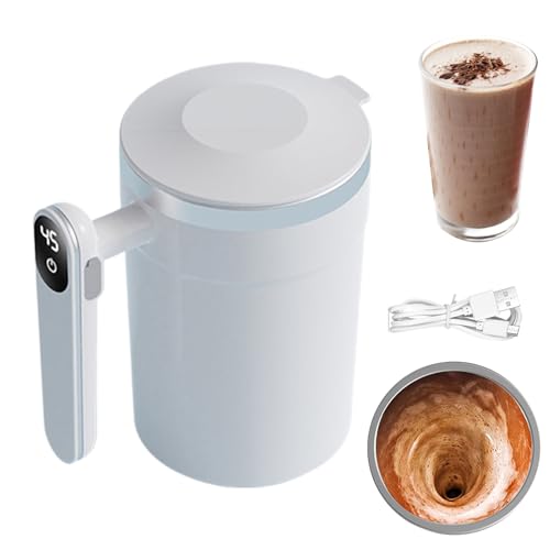 Taza de agitación automática, batidora magnética automática de 400 ml, taza eléctrica de mezcla de chocolate caliente con pantalla LCD de temperatura, para viajes en casa, cacao, té, café, bebidas