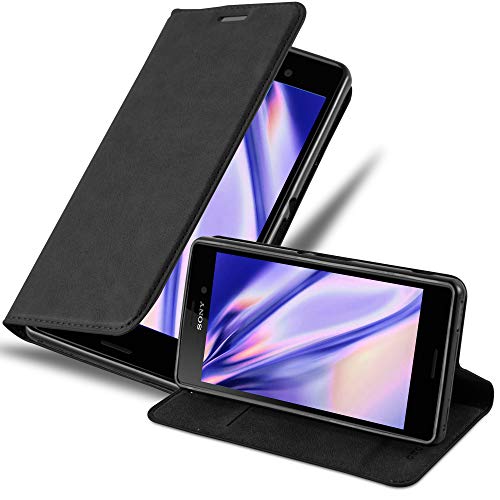 cadorabo Coque pour Sony Xperia M4 Aqua en Noir Nuit - Housse Protection avec Fermoire Magnétique, Stand Horizontal et Fente Carte - Portefeuille Etui Poche...