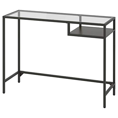 VITTSJÖ Laptop Table, black-brown/glass100x36 cm (39 3/8x14 1/8 