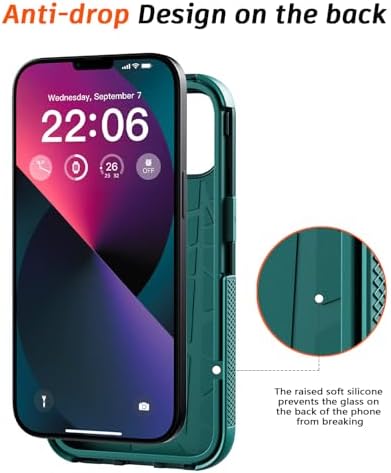 Diverbox for iPhone 13 Case [Compatible with MagSafe] [with Screen Protector ] [Shockproof] [Dropproof] Heavy Duty Protection Phone Case for Apple i Phone 13 (Dark Green)