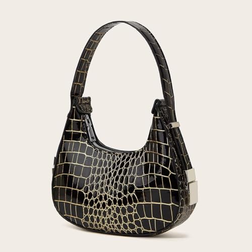 Crescent Moon Underarm Bag for Women-Premium PU Leather Hobo Purse with Adjustable Strap,Half Moon Shoulder Bag with Zipper2