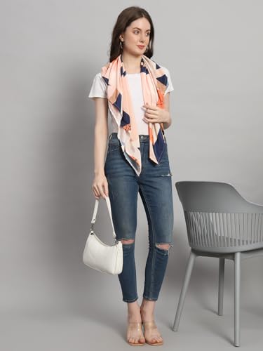 Image of Ravaiyaa - Attitude is everything Women Silk Digital Print Large Square Scarf Breathable Lightweight Neckerchief Printed Headscarf 40 inch x 40 inch Inch