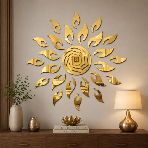 Image of Bikri Kendra - Sun Multi Color Mirror Wall Stickers (Gold mSun2)