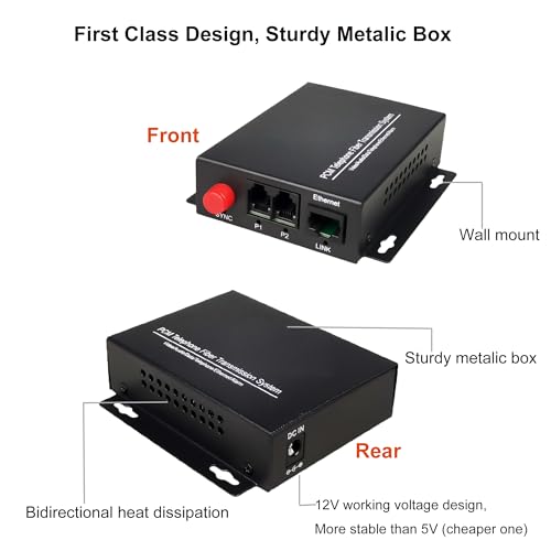 Image of 2 Channels POTS Telephones and 10 /100Mbps Ethernet Over Fiber Optic Extenders FC-FC Singlemode up 20Km Support Called id Ring and Fax No Delay A Set