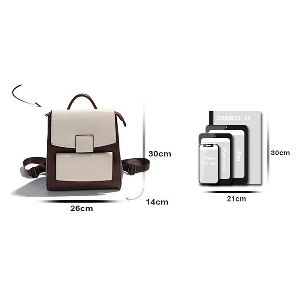 Mochila de Color en Contraste Moda for Mujer Mochila de Cuero de Moda Que combina con Todo Bolso de Escuela de Piel de Vaca con Cera de Aceite (Color : Cowhide)