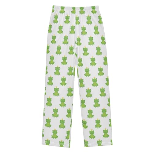 ZZXXB Funny Frog with Crown Boys Long Pants Soft Trousers Elastic Waist Kids Lounge Bottoms with Pockets S-XL