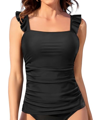 Tankini Tops for Women Swimwear - Tummy Control Bathing Suit Swim Ruffle Swimsuits Top No Bottom 2025