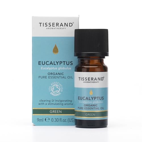 Tisserand Organic Pure Essential Oil - 100 Percent Natural - Essential Oils for Diffusers for Home - Vegan and Cruelty Free - Eucalyptus - 0.3 oz