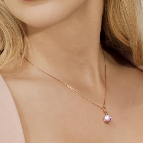 The Pearl Source 8-9mm Genuine Pink Freshwater Cultured Pearl Rose Gold Anastasia Pendant Necklace for Women3