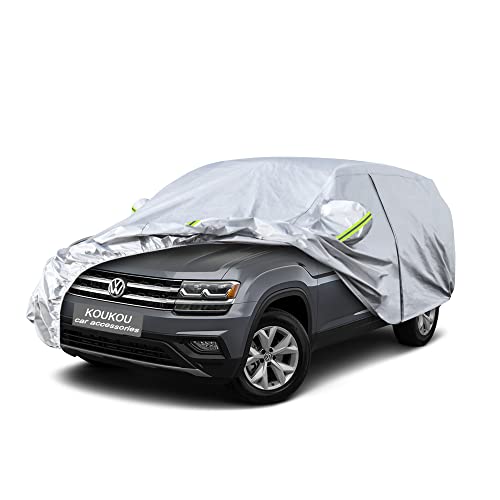 Image of KouKou 6 Layers Car Cover Custom Fit VW Atlas from 2017 to 2025, Waterproof All Weather for Automobiles, Sun Rain Dust Snow Protection. (Ships from US Warehouse, Arrive Within 3-7 Days)