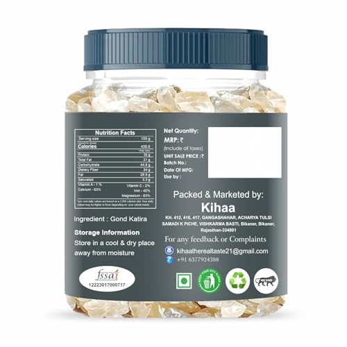 Image of Kihaa Gond Katira (Tragacanth Gum) 200g | 100% Natural Edible Gum | Cooling Summer Superfood | Supports Digestion, Hydration & Energy | Plant-Based & Premium Quality