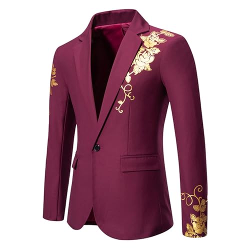 Mens Luxurious Gold Bronzing Slim Fit Long Sleeve Suit Jacket Sport Coats For Wedding Formal2