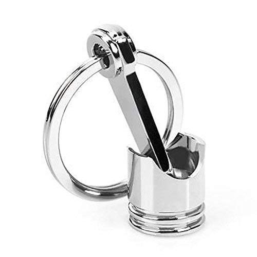 1 Pcs Fun Engine Auto Car Part Silver Metal Piston Model Shape Alloy Keychain Keyring Keyfob（Silver）