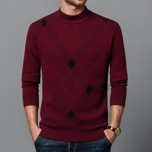 Mens Winter 100% Wool Knitted Long Sleeves Pullover Fashion Casual Mock Turtleneck Sweater2