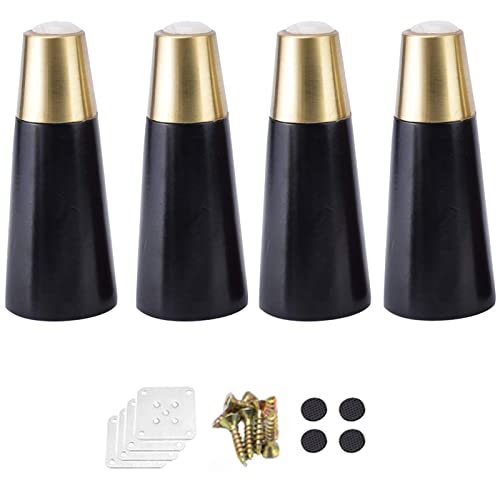 DUDUQZC Patas para muebles, patas de muebles de madera, juego de 4 patas de repuesto de madera maciza, para sofá, mueble de TV, cama, mesa de comedor, sofá, otomana, con placa de montaje