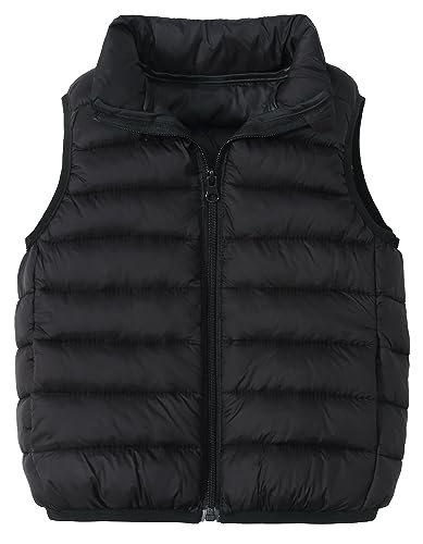 AIEOE Chaqueta de Plumón para Niños y Niños Chaleco Unisex Sin Mangas Ligera con Calefacción para Invierno Adecuada 9-10 Años 150cm Negro