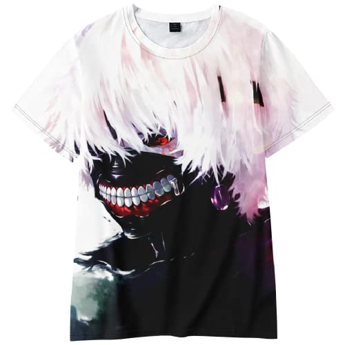 Jilijia Camiseta de anime Tokyo Ghoul con impresión 3D Kaneki Ken camiseta de manga corta, camiseta de verano unisex