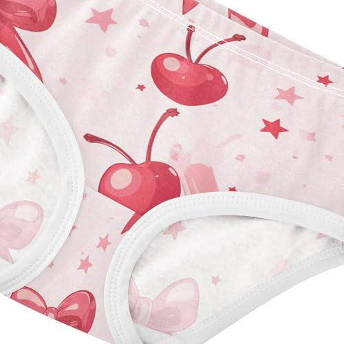 Wusikd Cherry Bows Girls' Underwear Cotton Stars Pink Girls Briefs Soft Toddler Underwear 2T4