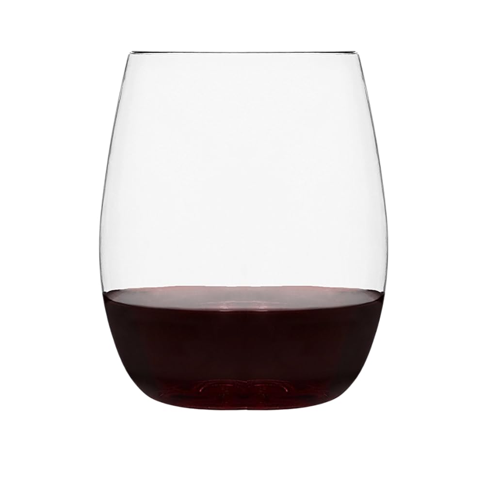 Aios Clear. Set Of 4 Unbreakable Tritan Stemless Wine Glasses. Capacity 12Oz / 390Ml