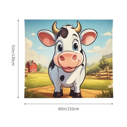 Tapiz grande de vaca de dibujos animados para decorar paredes de forma fácil 5
