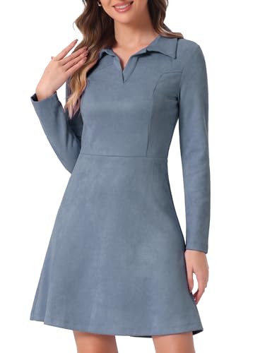 Robe western en daim synthétique Allegra K pour femme à manches longues