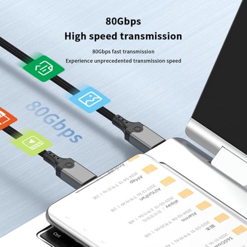Câble USB C 80Gbps transmission données rapide et extension vidéo 16K 60Hz - 6