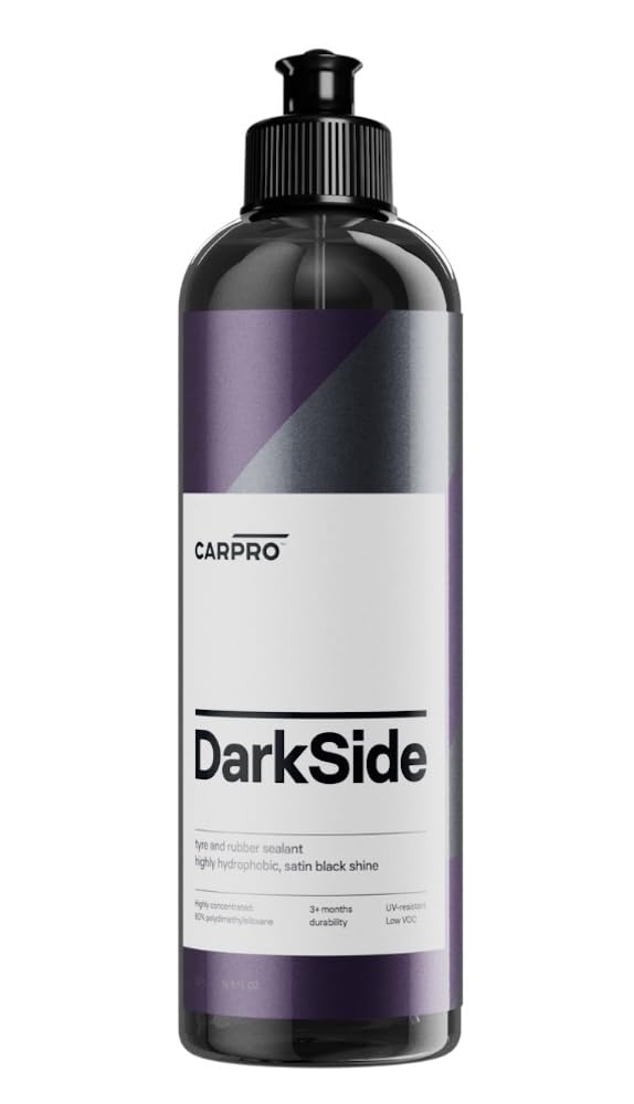 DarkSide - Tire & Rubber Sealant, Hydrophobic & Self-Cleaning, Satin Black Shine, UV Protection, Revives Dull Faded Rubber, Ready to Use - 500mL (17oz)