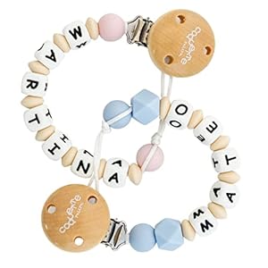 Coquette Mum. Sujetachupetes Personalizado con el Nombre del bebé. Certificado Normativa Europea Vigente. (Rosa)