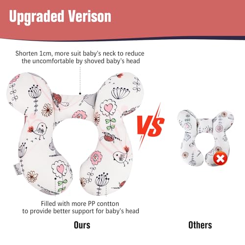Image of KAKIBLIN Baby Neck Pillow, Upgraded Baby Support Pillow,Babies Head Pillow,Neck Support Pillow for for Car Seat, Stroller, Pushchair,Travel (Hippo)