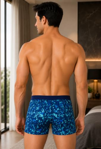 Image of BONO Men's Printed Trunks Regular Fit Cotton Blend Anti-Bacterial Microfibre Comfortable Waistband Underwear