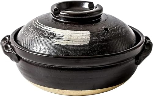 WDSOPK Olla De Cocina, Olla Caliente De Cerámica Japonesa, Cacerola Resistente Al Calor con Tapa, Olla para Guisos A Fuego Lento, Cazuela Redonda, Olla para Sopa, Olla(1,7 L)
